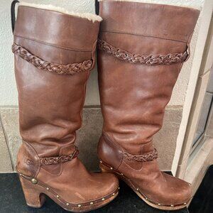 UGG Australia distressed leather knee boots, size 7.